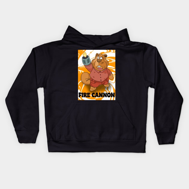 Bear fire cannon Kids Hoodie by Indra.ich
